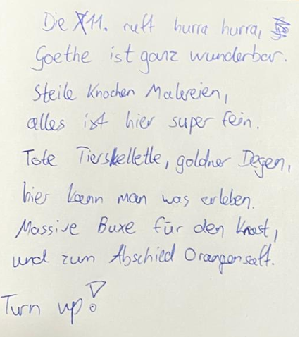 Eintrag ins Gästebuch