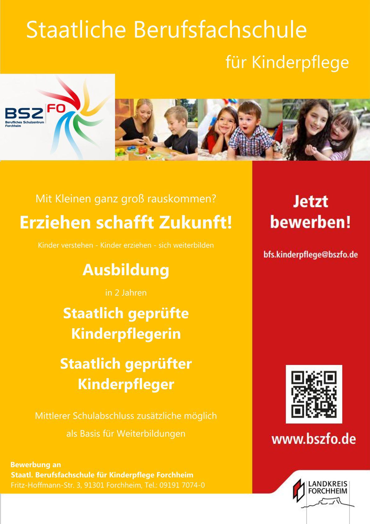 Plakat der Berufsschule für Kinderpflege